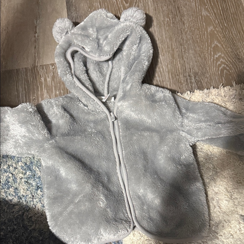 Cat & Jack Gray Fuzzy Kids Jacket with Ears